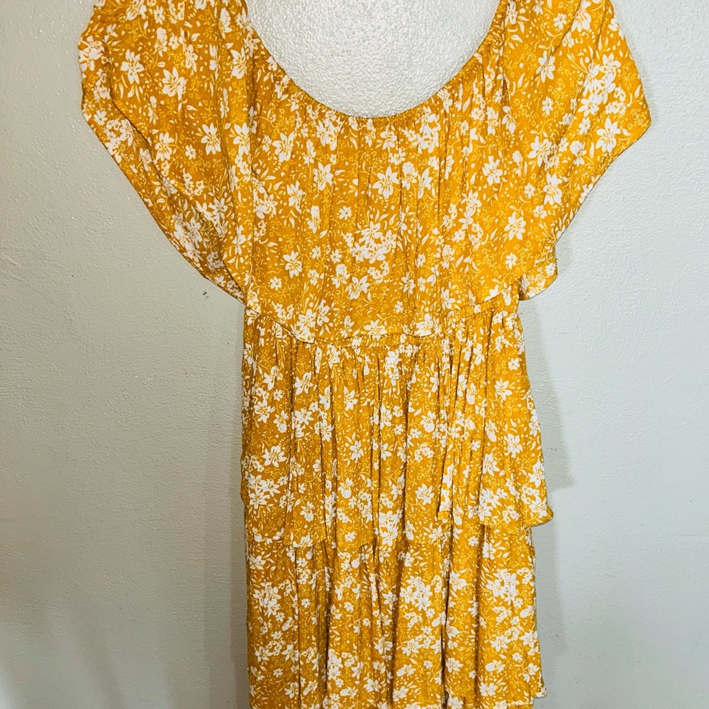 SHEIN Mustard Yellow Floral Dress